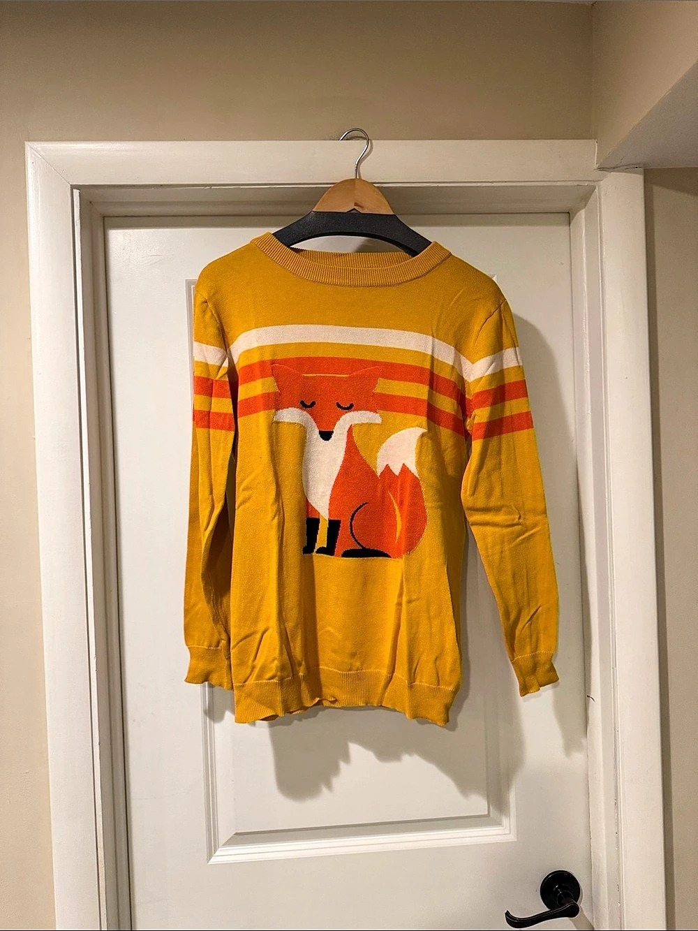 OXKNIT Women's Vintage-Style Forest Fox and Botanical Jacquard Knitwear Fox